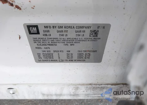 2017 Buick Encore Preferred from USA, damaged, VIN KL4CJASB7HB000764